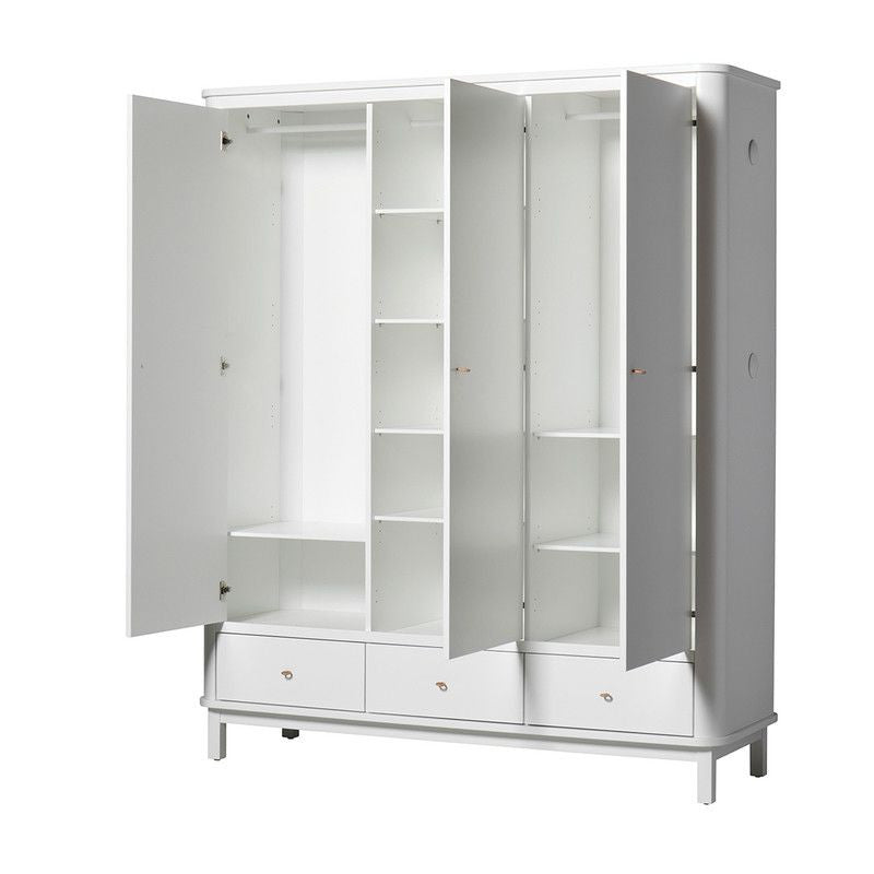 Oliver Furniture <br/> Kleiderschrank 3-türig Wood <br/> Weiss,Schränke, Oliver Furniture - SNOWFLAKE kindermöbel concept store