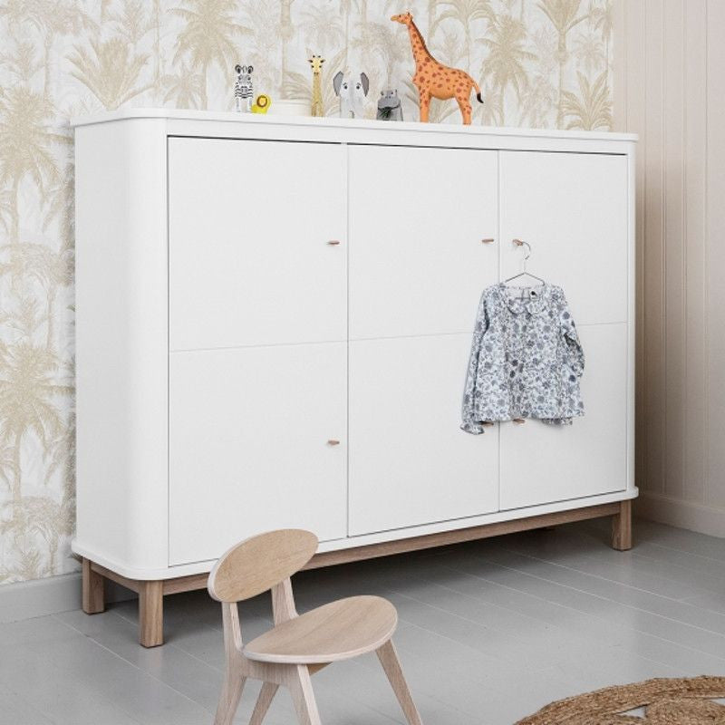 Oliver Furniture <br/> Multi-Schrank 3-türig Wood <br/> Weiss/Eiche,Schränke, Oliver Furniture - SNOWFLAKE kindermöbel concept store