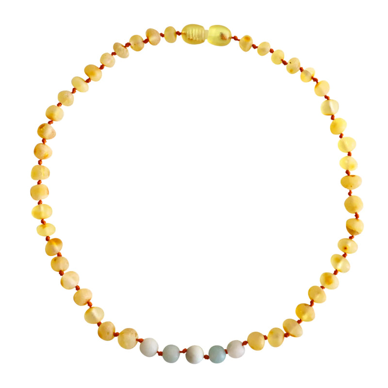 Petit Stellou Amber Necklace Lemon Blue Amazonite
