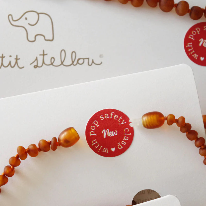 Petit Stellou Amber Necklace Lemon Blue Amazonite
