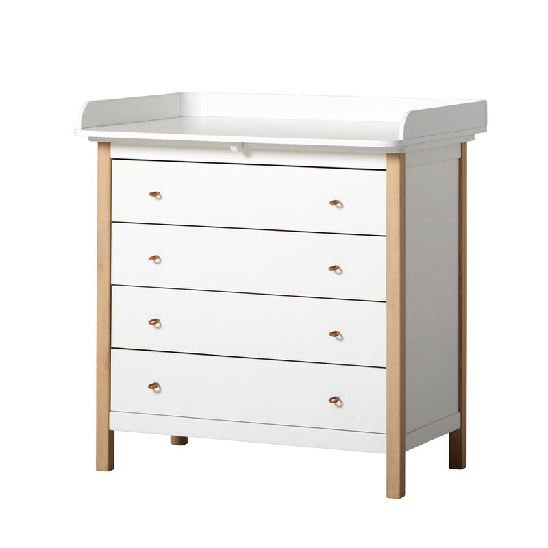 Oliver Furniture  Wood Wickelkommode 4 Schubladen mit Wickelplatte  Weiss/Eiche - Online MY SNOWFLAKE