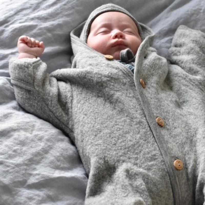 Engel  Wollfleece Overall mit Kapuze  Hellgrau Melange - Online MY SNOWFLAKE
