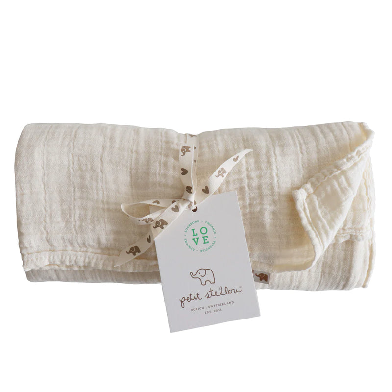 Petit Stellou  Mulltuch Nooshi Blanket  Milk