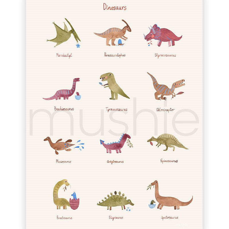 Mushie  Poster 50 x 70 cm  Dinosaurs - Online MY SNOWFLAKE