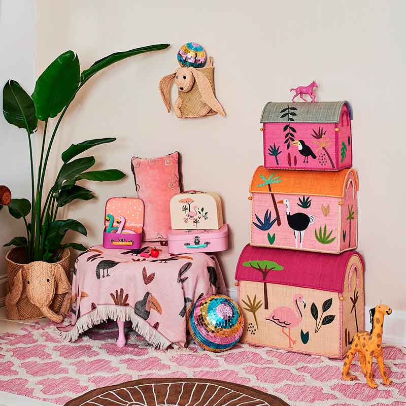Rice  Aufbewahrungskorb Gross  Pink Jungle - Online MY SNOWFLAKE