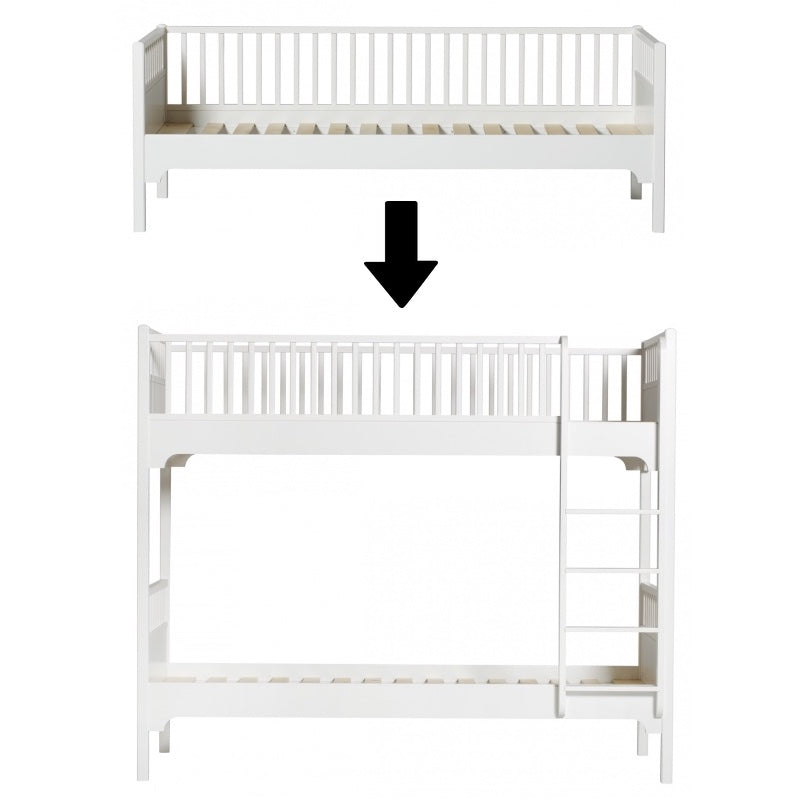 Oliver Furniture  Umbauset Seaside  Bettsofa zum Etagenbett mit gerader Leiter  Weiss