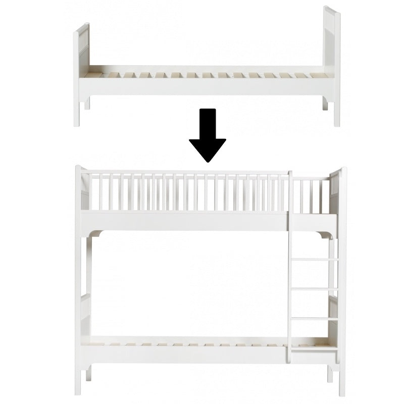 Oliver Furniture  Umbauset Seaside  Einzelbett zum Etagenbett mit gerader Leiter  Weiss