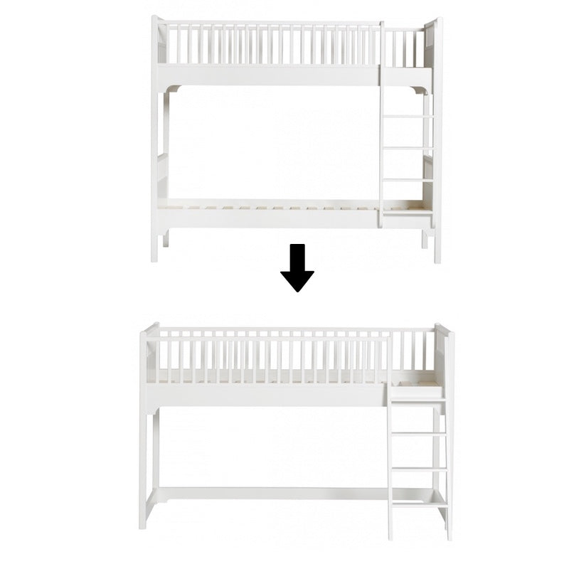 Oliver Furniture Kit de conversion Seaside Lit superposé en lit mi-hauteur Blanc