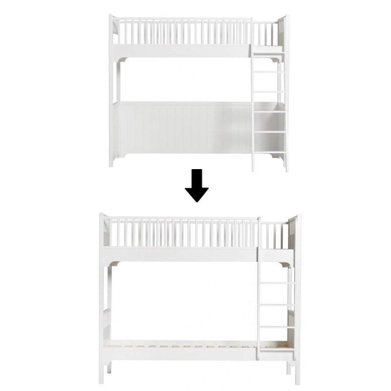 Oliver Furniture  Umbauset Seaside  Hochbett zum Etagenbett mit gerader Leiter  Weiss