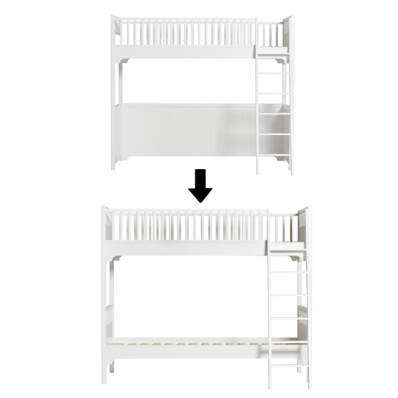 Oliver Furniture Kit de transformation Seaside Lit mezzanine en lit superposé avec échelle inclinée Blanc