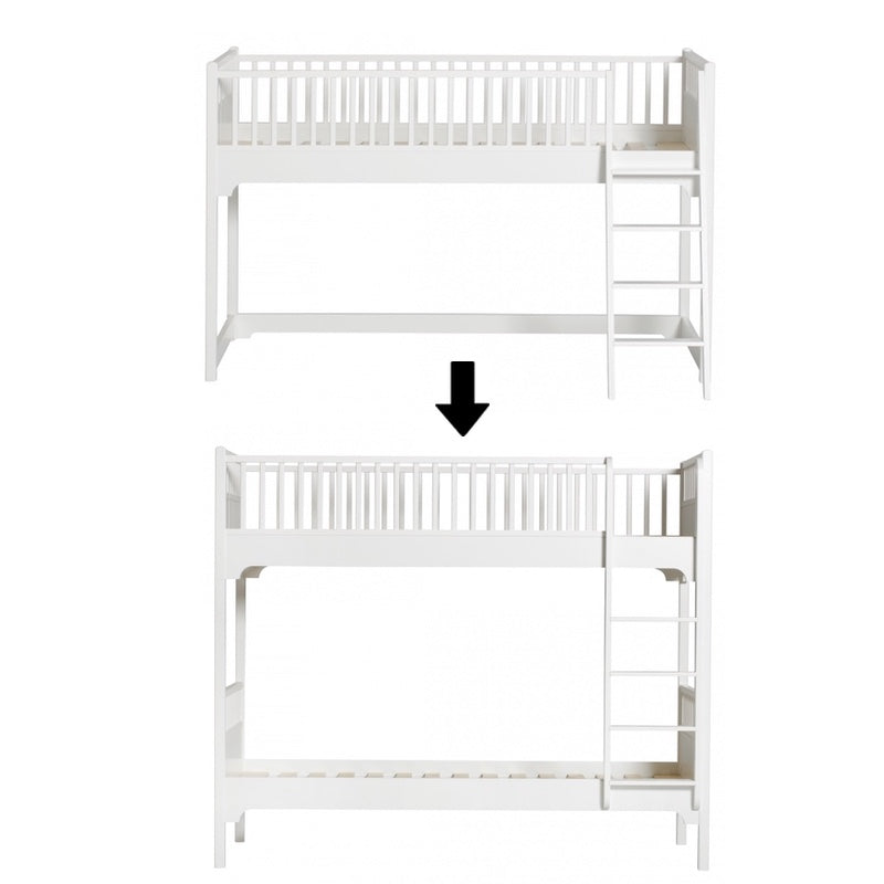 Oliver Furniture Conversion Kit Seaside Mid-High Bed to Bunk Bed with Straight Ladder White