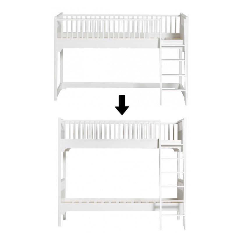 Oliver Furniture Kit de transformation Seaside Lit mezzanine mi-hauteur en lit superposé avec échelle inclinée Blanc