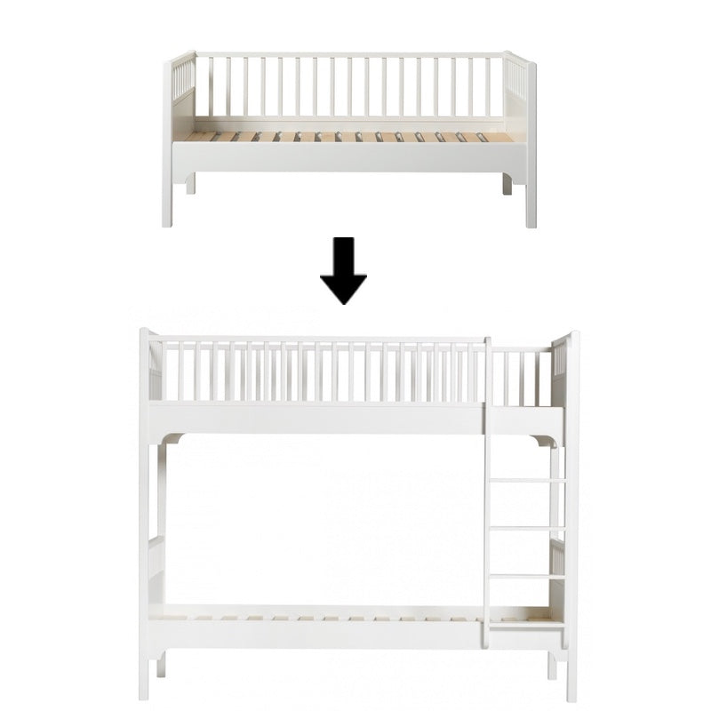Oliver Furniture Kit de transformation pour lit banquette Seaside Classic en lit superposé 90x200cm échelle droite Blanc