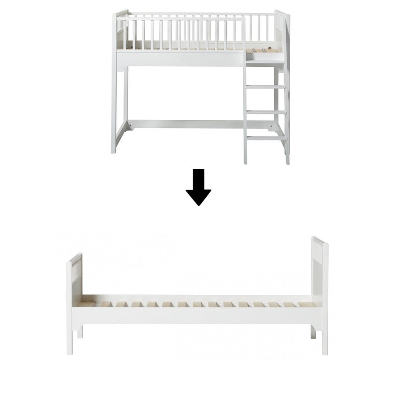 Oliver Furniture  Umbauset Seaside Classic Junior Halbhohes Hochbett zum Einzelbett 90x200cm  Weiss