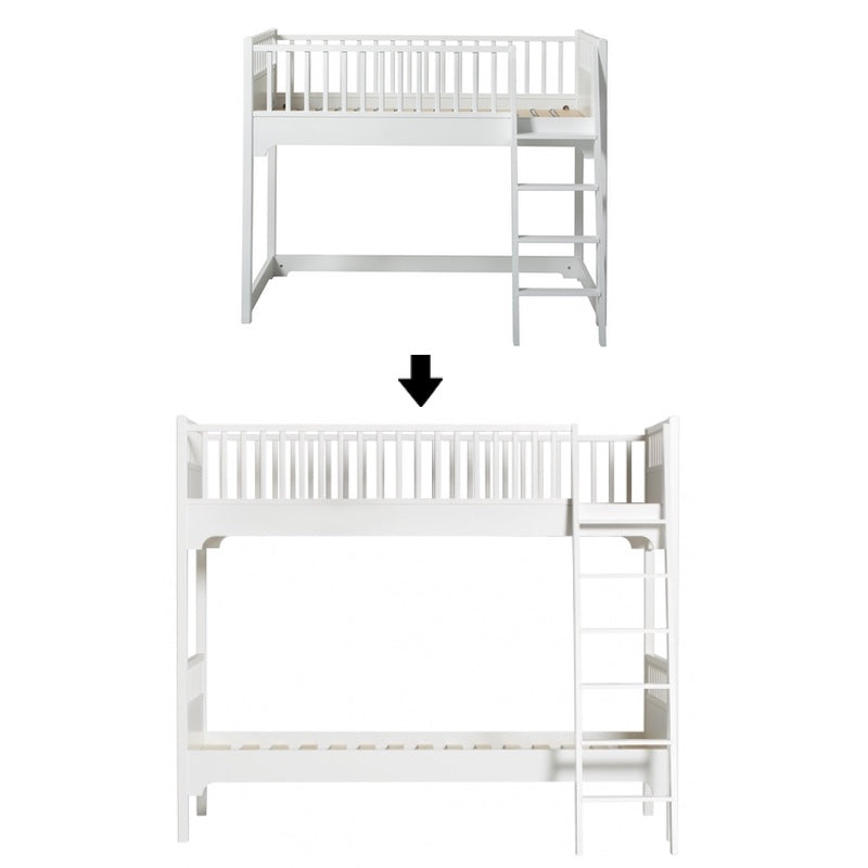 Oliver Furniture Kit de conversion Seaside Classic lit semi-haut en lit superposé 90x200cm Blanc