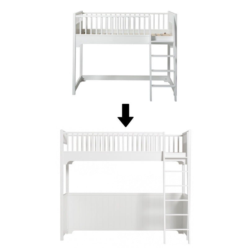 Oliver Furniture Kit de conversion Seaside Classic Junior Lit mi-haut en lit mezzanine 90x200cm Blanc