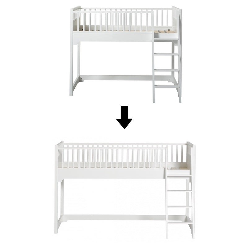 Oliver Furniture Kit de conversion lit junior mi-hauteur Seaside Classic en lit mi-hauteur 90x200 cm Blanc