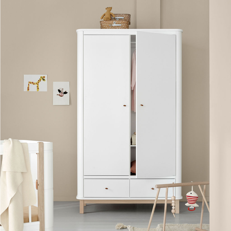Oliver Furniture  Wood Kleiderschrank 2-türig  Weiss/Eiche - Online MY SNOWFLAKE
