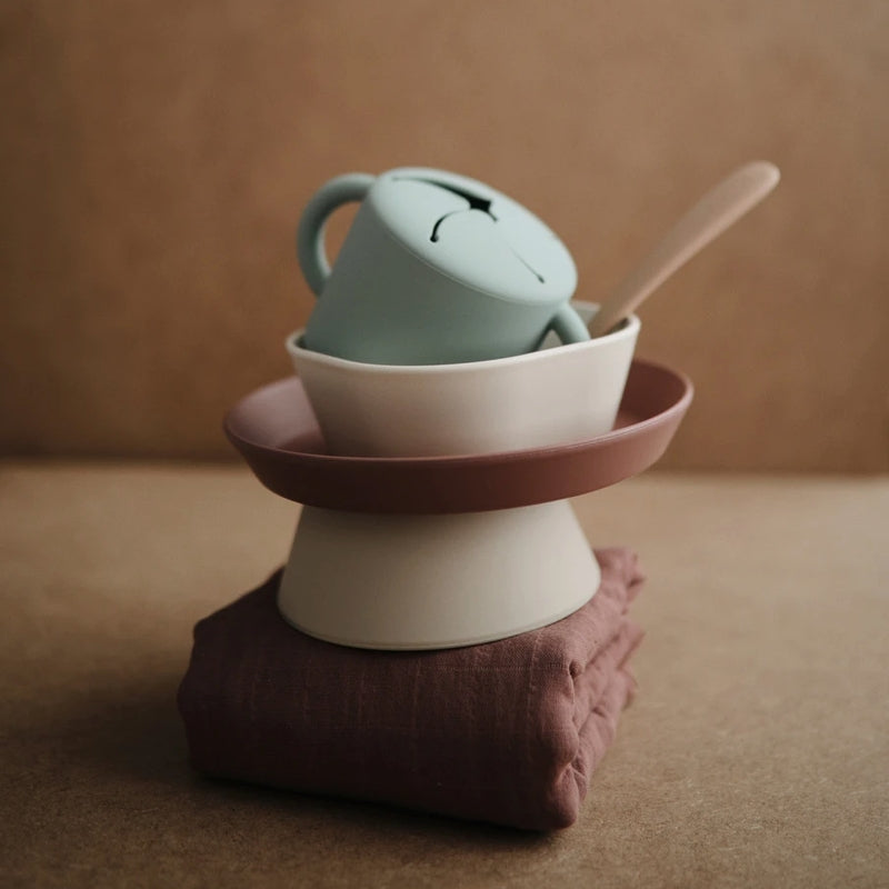 Mushie  Silikon Teller mit Saugnapf  Cloudy Mauve - Online MY SNOWFLAKE