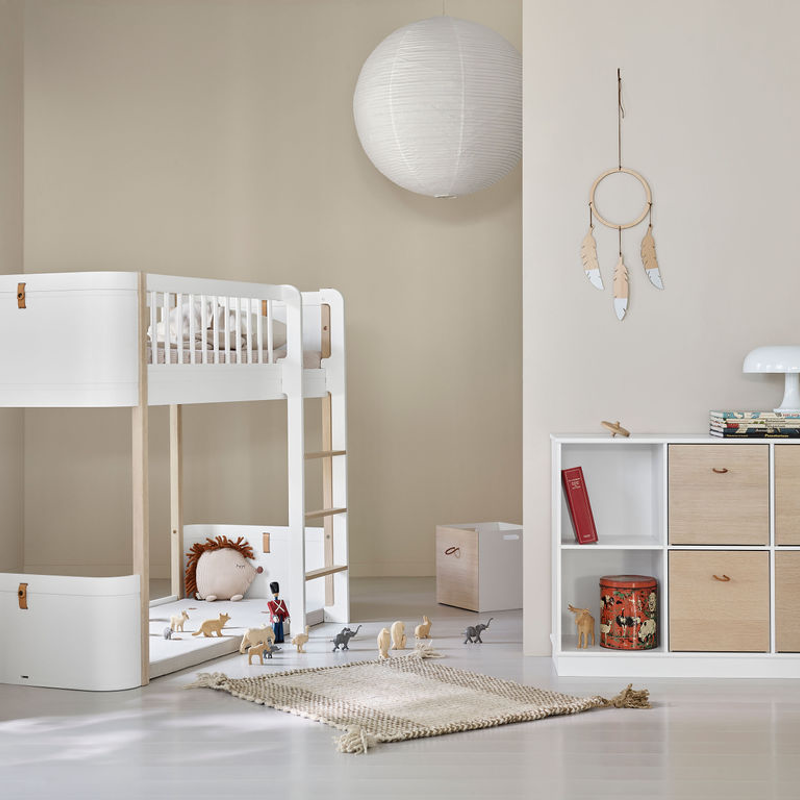 Oliver Furniture  Wood Mini+ Halbhohes Hochbett  Weiss/Eiche - Online MY SNOWFLAKE