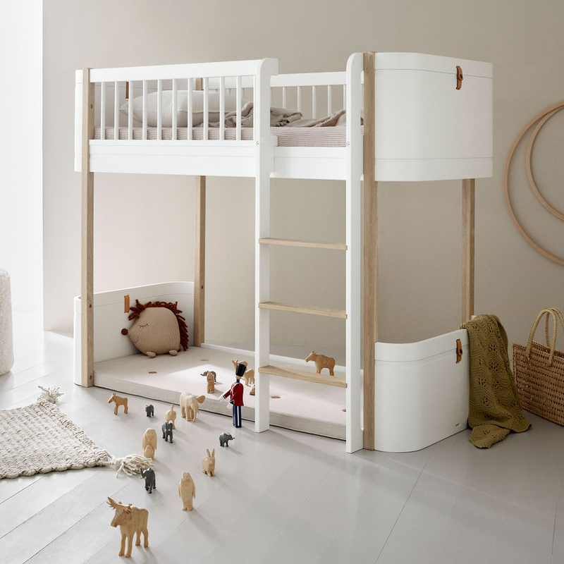 Oliver Furniture  Wood Mini+ Halbhohes Hochbett  Weiss/Eiche - Online MY SNOWFLAKE