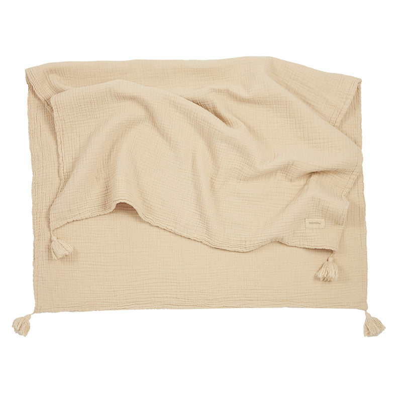 Wabi Sabi Musselin Babydecke Ginger – Beige Kuschel Baby-Decke aus Musselin Stoff von Nobodinoz