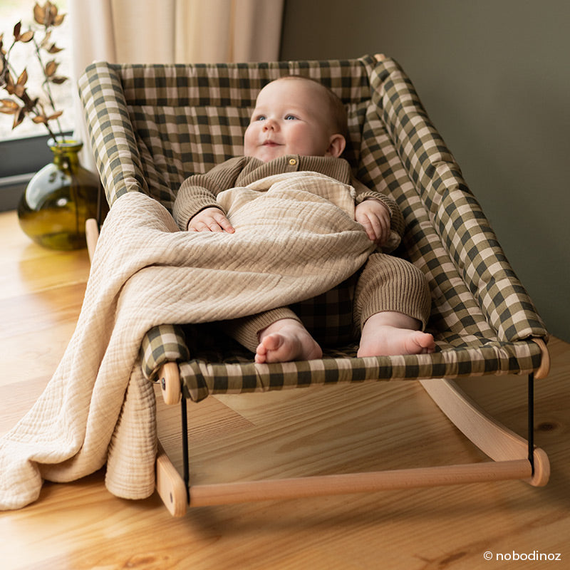 Wabi Sabi Musselin Babydecke Ginger – Beige Kuschel Baby-Decke aus Musselin Stoff von Nobodinoz
