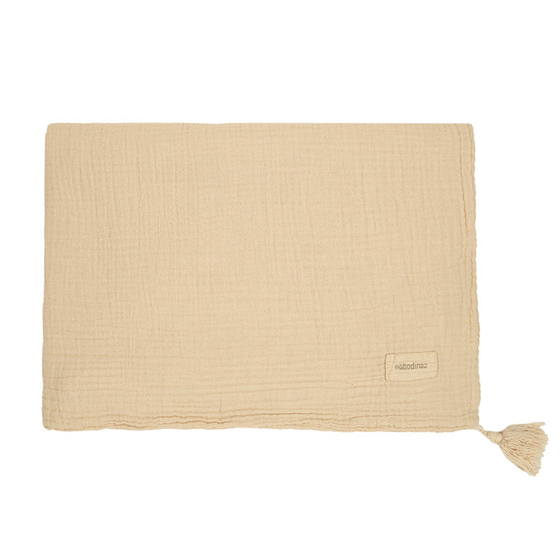 Wabi Sabi Musselin Babydecke Ginger – Beige Kuschel Baby-Decke aus Musselin Stoff von Nobodinoz