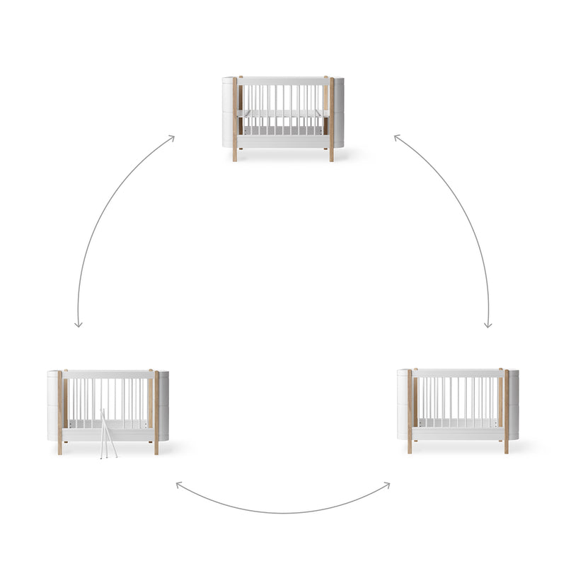 Oliver Furniture  Wood Mini+ Babybett exkl. Umbauset Juniorbett  Weiss/Eiche - Online MY SNOWFLAKE