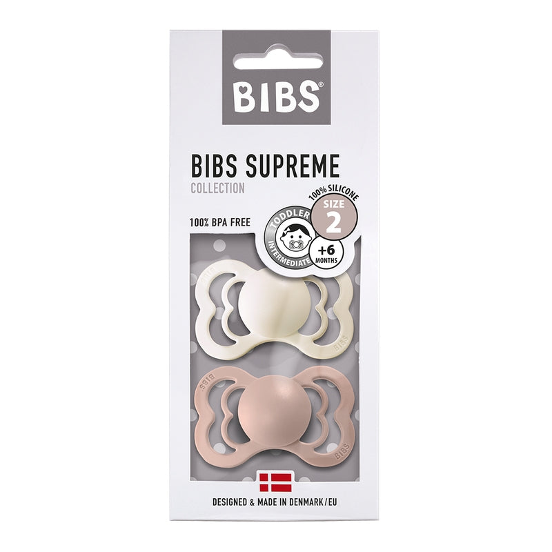 Bibs Sucettes Supreme Silicone 6-18 mois Blush/Ivoire