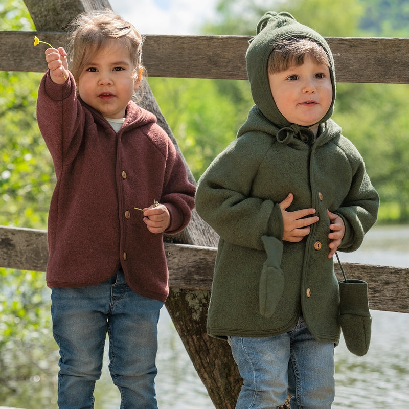 Engel Veste à capuche en polaire de laine Mélange Cannelle