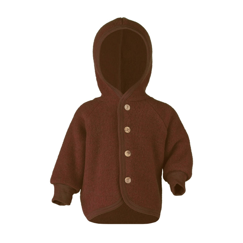 Engel Veste à capuche en polaire de laine Mélange Cannelle