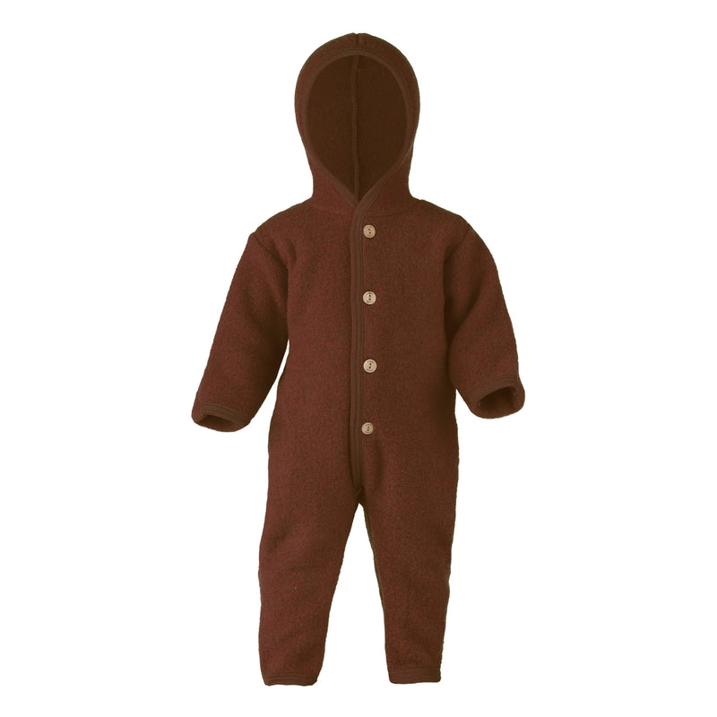 Engel Merino Wool Fleece Overall with Hood Cinnamon Melange