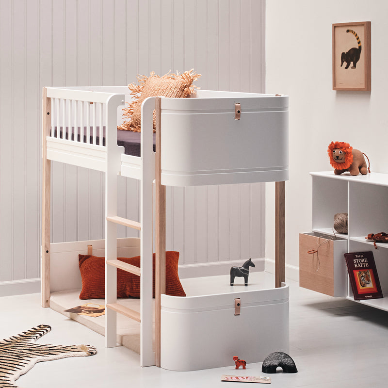 Oliver Furniture  Wood Mini+ Halbhohes Hochbett  Weiss/Eiche - Online MY SNOWFLAKE