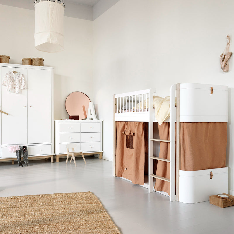 Oliver Furniture  Wood Mini+ Halbhohes Hochbett  Weiss/Eiche - Online MY SNOWFLAKE