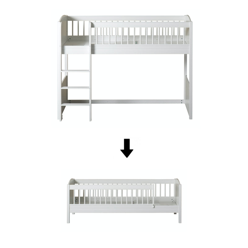 Oliver Furniture Conversion Kit Seaside Lille+ Mid-High Loft Bed to Junior Bed White