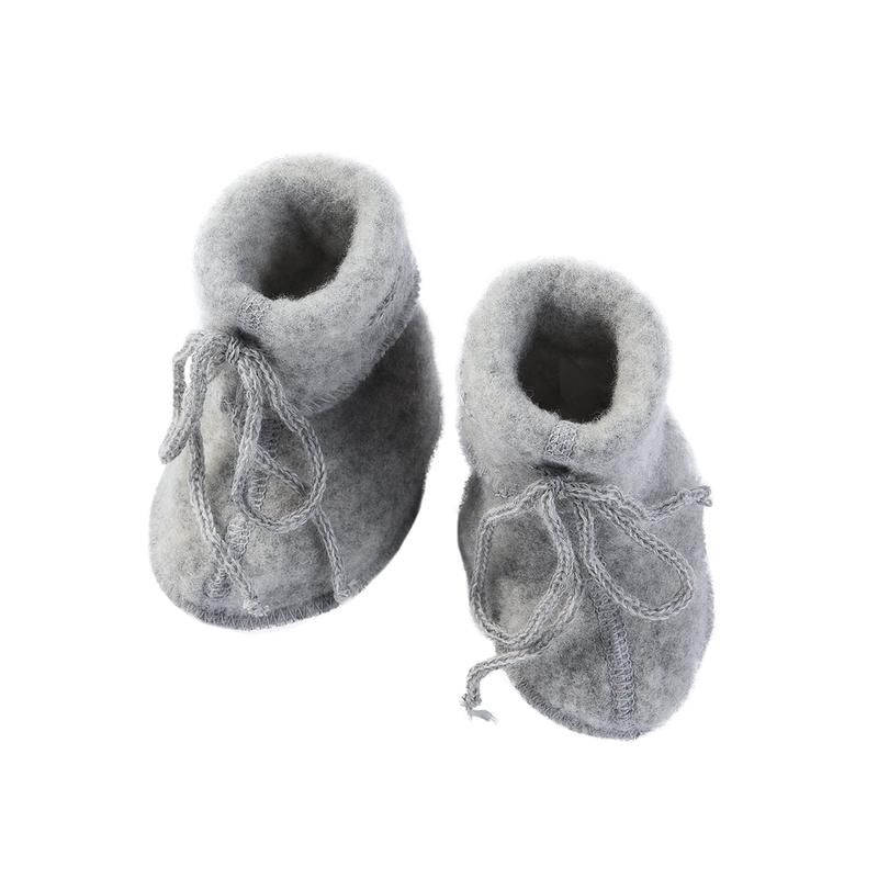 Engel  Baby-Schühchen mit Bändel Wollfleece  Hellgrau Melange - Online MY SNOWFLAKE