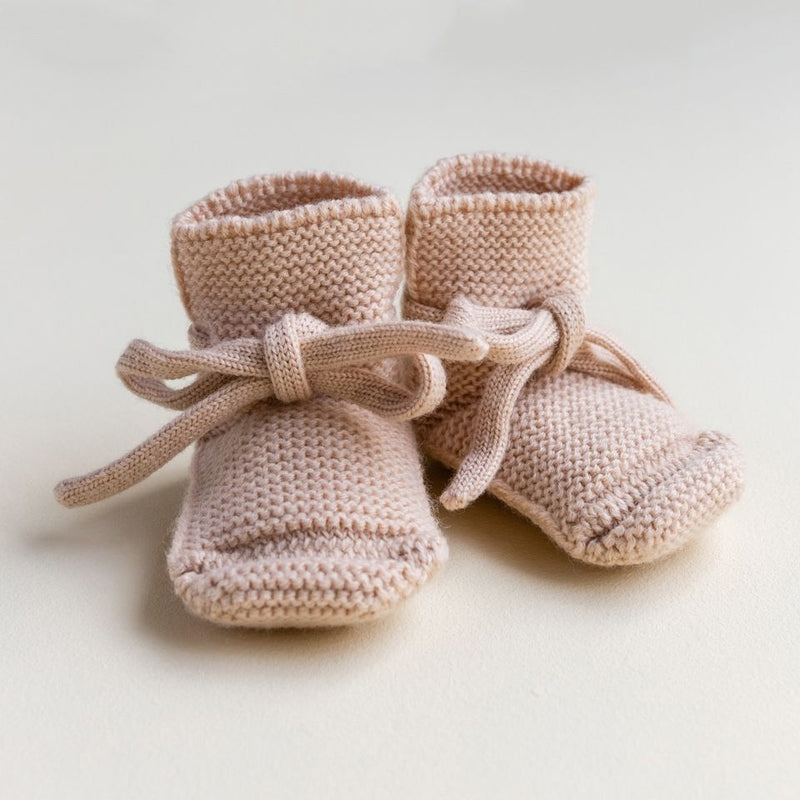 Hvid  Baby Strickschuhe  Apricot - Online MY SNOWFLAKE