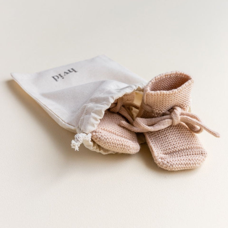 Hvid  Baby Strickschuhe  Apricot - Online MY SNOWFLAKE