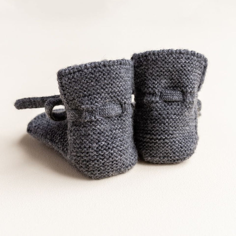 Hvid  Baby Strickschuhe Booties  Charcoal - Online MY SNOWFLAKE