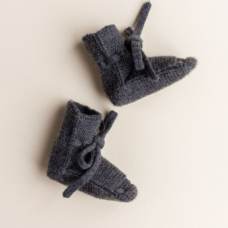 Hvid  Baby Strickschuhe Booties  Charcoal - Online MY SNOWFLAKE