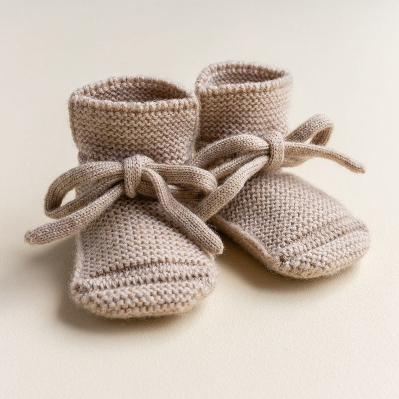 Hvid  Baby Strickschuhe  Sand - Online MY SNOWFLAKE