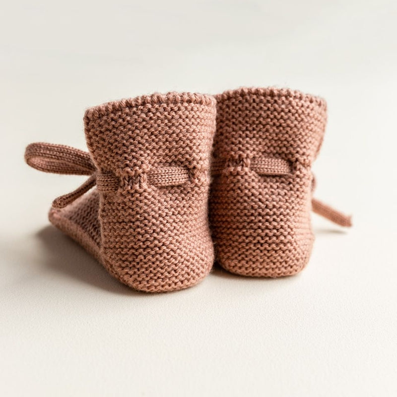 Hvid  Baby Strickschuhe Booties  Terracotta - Online MY SNOWFLAKE