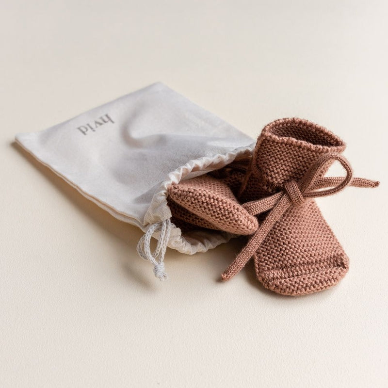 Hvid  Baby Strickschuhe Booties  Terracotta - Online MY SNOWFLAKE