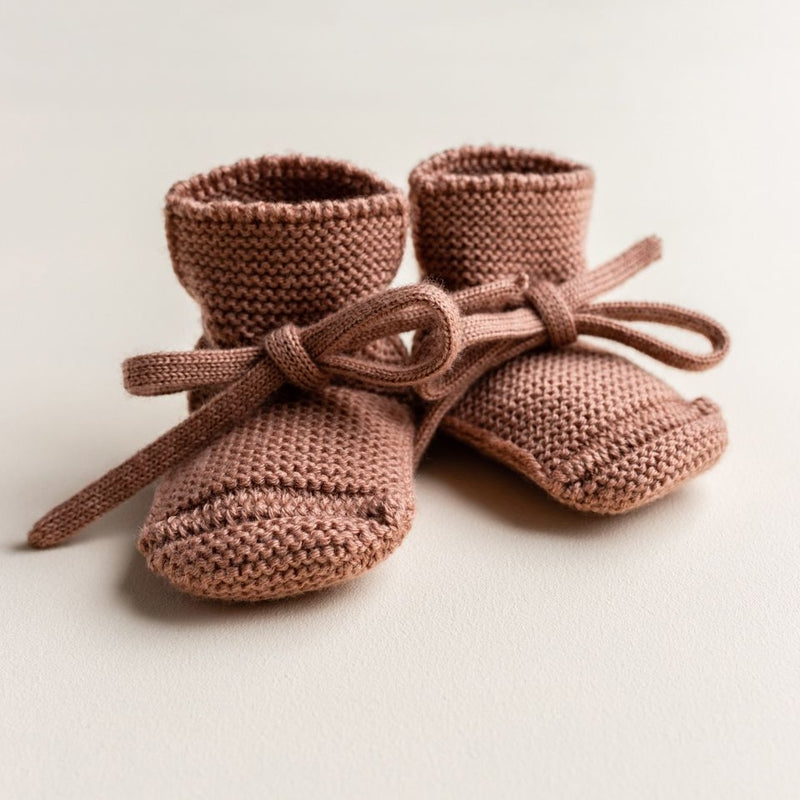 Hvid  Baby Strickschuhe Booties  Terracotta - Online MY SNOWFLAKE