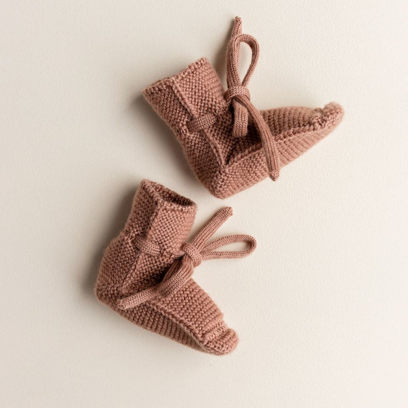 Hvid  Baby Strickschuhe Booties  Terracotta - Online MY SNOWFLAKE