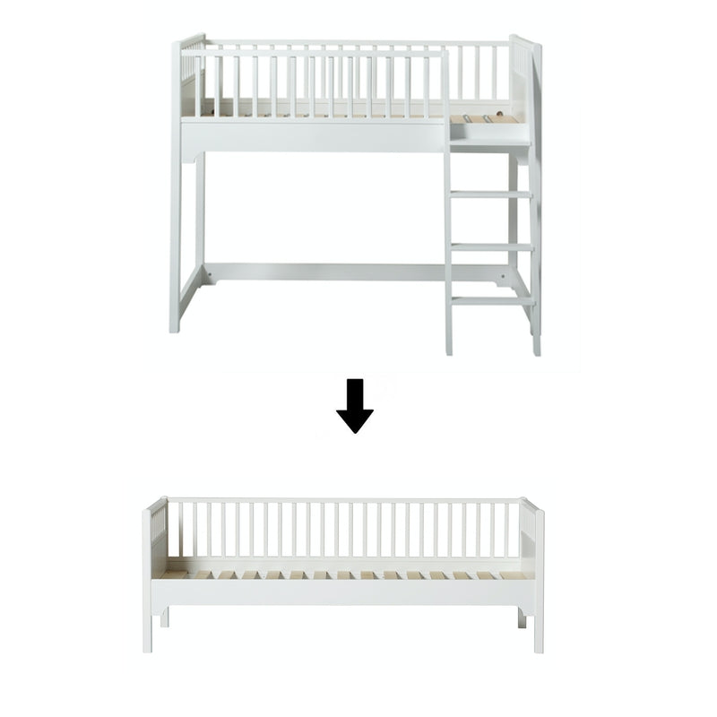 Oliver Furniture Kit de conversion Seaside Lit mi-hauteur surélevé Junior en banquette-lit 90x200cm Blanc