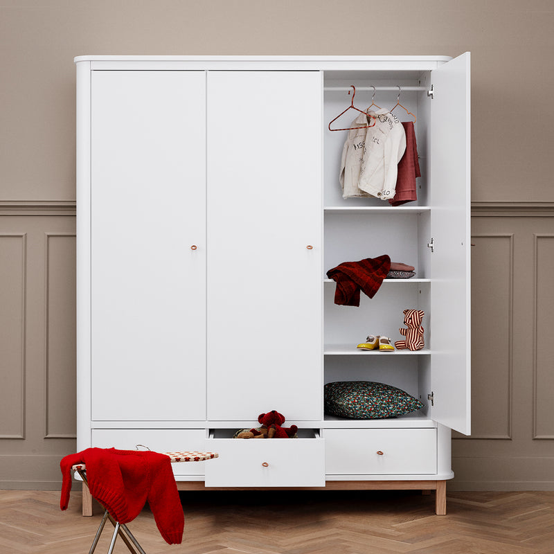 Oliver Furniture  Wood Kleiderschrank 3-türig  Weiss/Eiche - Online MY SNOWFLAKE