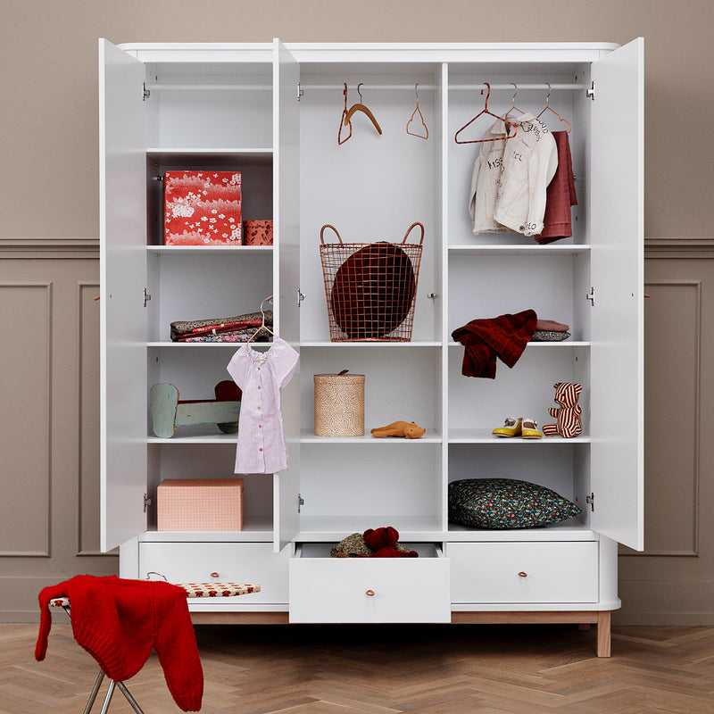 Oliver Furniture  Wood Kleiderschrank 3-türig  Weiss/Eiche - Online MY SNOWFLAKE