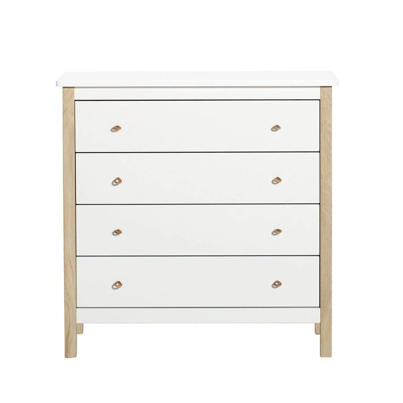 Oliver Furniture  Wood Kommode mit 4 Schubladen  Weiss/Eiche